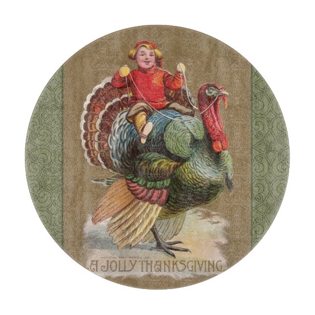 Planche À Découper Thanksgiving Turquie Drôle salutations Vintages (Devant)