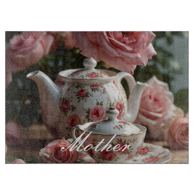 Planche À Découper Thé Rose de chou rose (Devant)