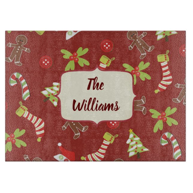 Planche À Découper Thème de Noël Rouge et Vert (Devant)