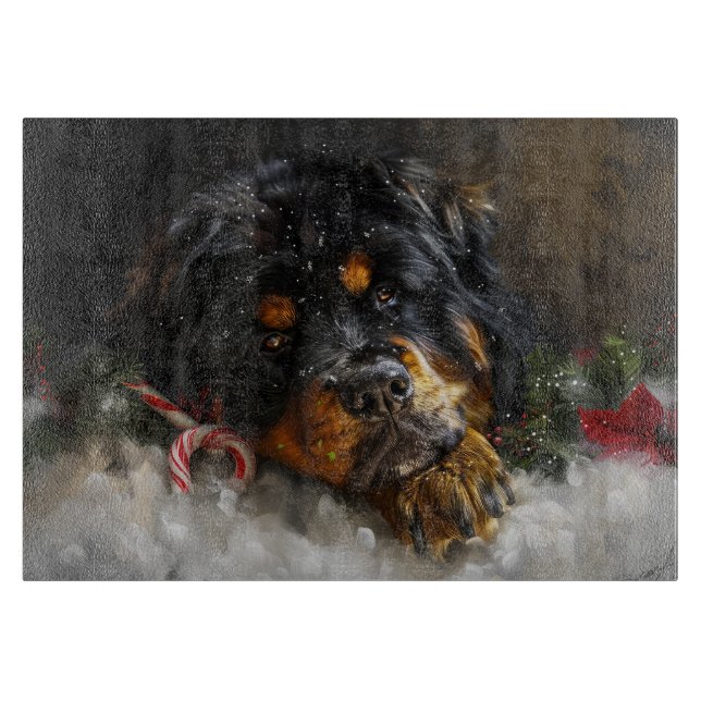 Planche À Découper Tibétain Mastiff Chien Fête de Noël (Devant)