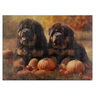 Planche À Découper Tibétain Mastiff Chiot Automne Citrouille délice