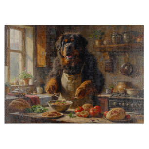 Planche À Découper Tibétain Mastiff Cuisinant dans la Cuisine