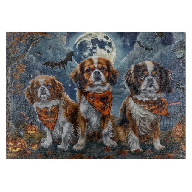 Planche À Découper Tibetan Spaniel Halloween Épouvantable  (Devant)