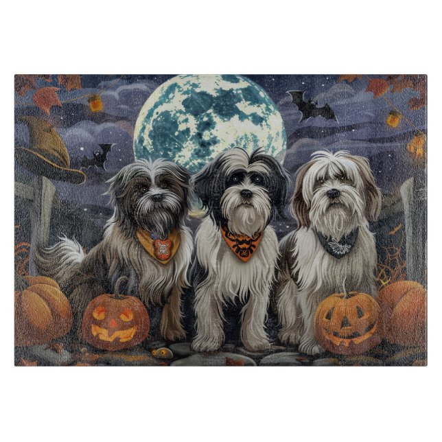 Planche À Découper Tibetan Terrier Halloween Effrayant (Devant)