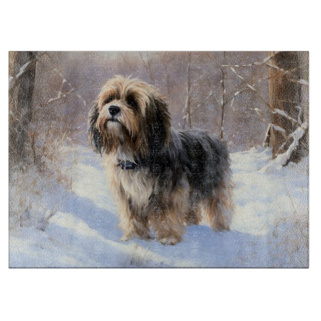 Planche À Découper Tibetan Terrier Qu'il neige Noël (Devant)