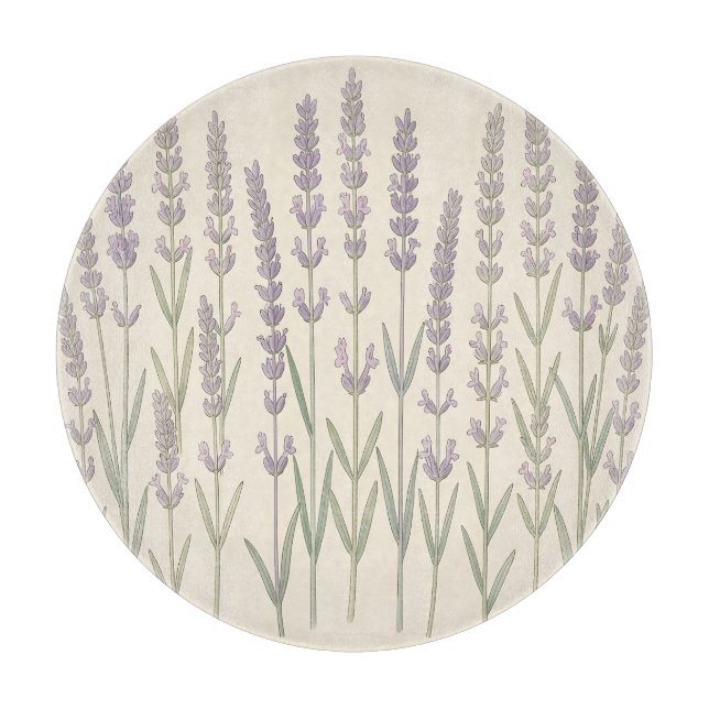 Planche À Découper Tiges de Lavande Élégantes Botanique Violet Clair  (Devant)