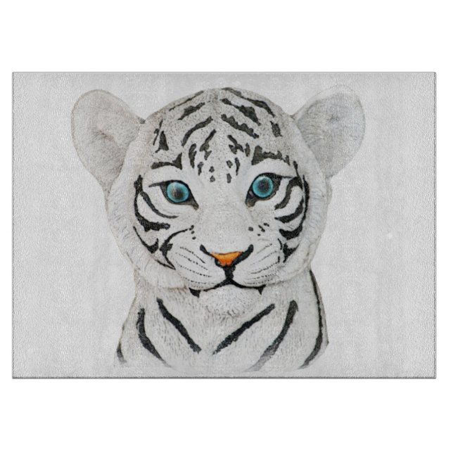 Planche À Découper Tigre blanc croustillant - Art faunique mignon (Devant)