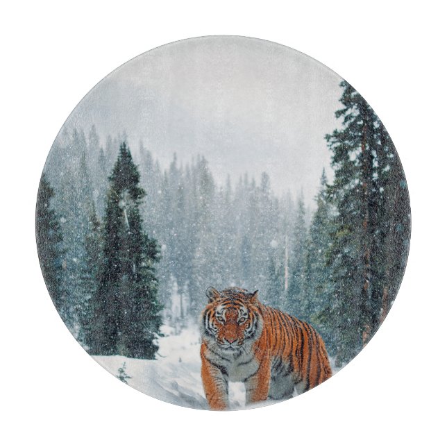 Planche À Découper tigre dans la neige (Devant)
