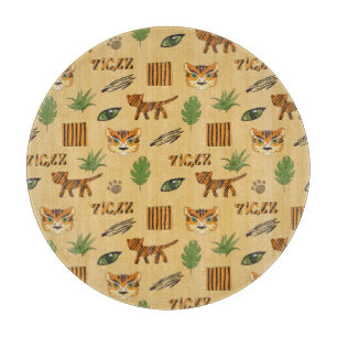 Planche À Découper Tigre de dessin animé : Motif des enfants gai.