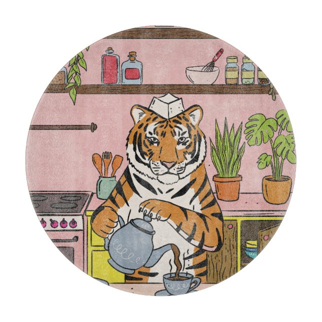 Planche À Découper Tigre faisant du thé (Devant)