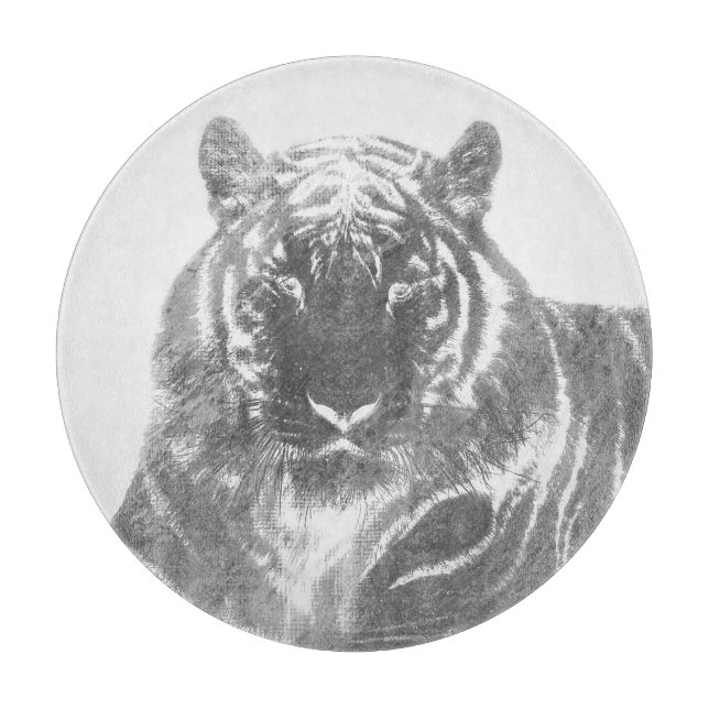 Planche À Découper Tigre noir et blanc (Devant)