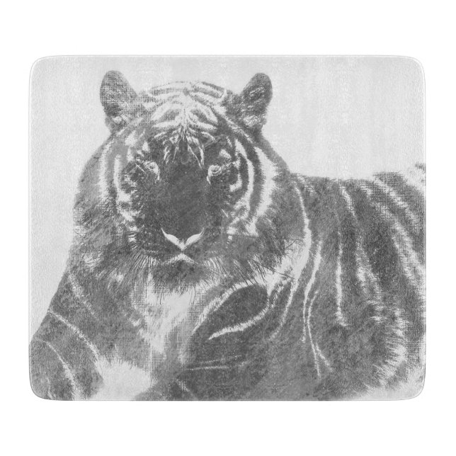 Planche À Découper Tigre noir et blanc (Devant)