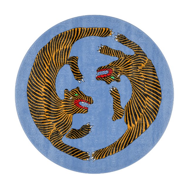 Planche À Découper Tigres d'art populaire japonais (Devant)