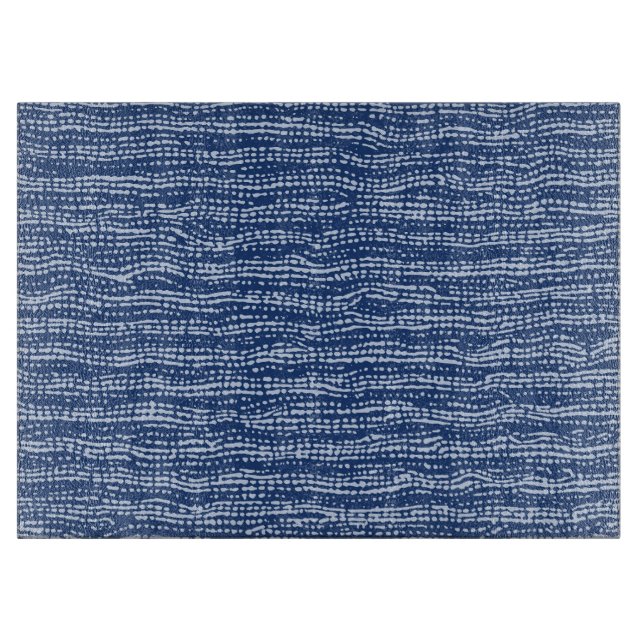 Planche À Découper Tissu de boue rayures en bleu indigo (Devant)