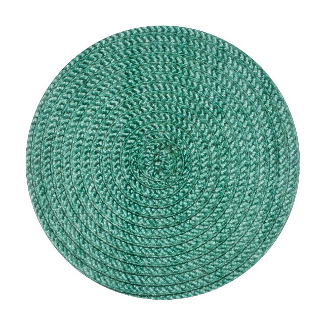 Planche À Découper Tissu vert tressé artificiel. (Devant)