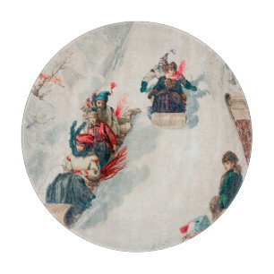 Planche À Découper "Tobogganing", Chromolithographie, Louis Prang & C