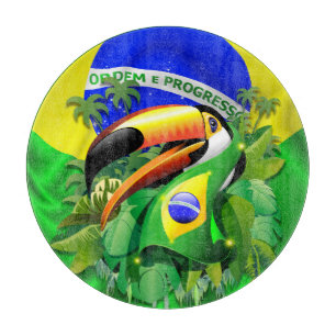 Planche À Découper Toco Toucan avec drapeau brésilien