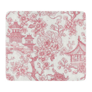 Planche À Découper Toile de chinoiserie rose dragon fleur de cerisier