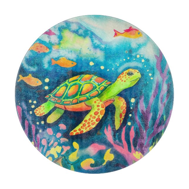 Planche À Découper Tortue à peinture (Devant)