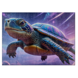 Planche À Découper Tortue de mer galactique violette