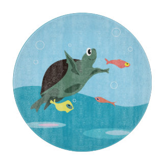 Planche À Découper Tortue de mer mignonne sous l'art marin