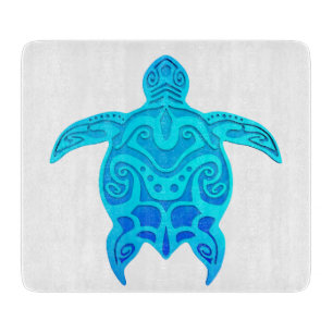 Planche À Découper Tortue tribale bleue