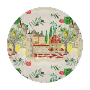 Planche À Découper Toscane, Toscane, Italie, olives, citrons, tomates