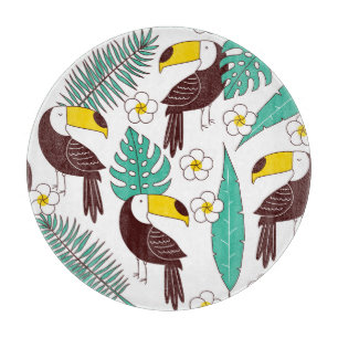 Planche À Découper Toucan Orchid Vintage Palm Motif