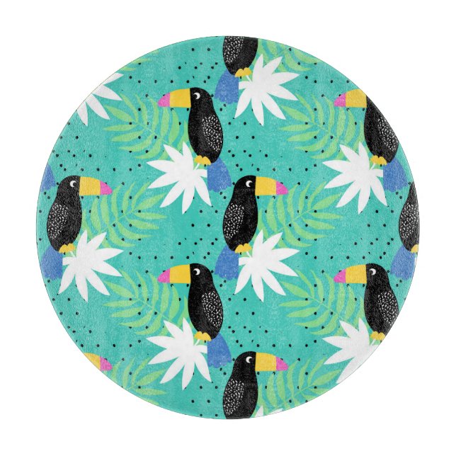 Planche À Découper Toucans sur Teal (Devant)