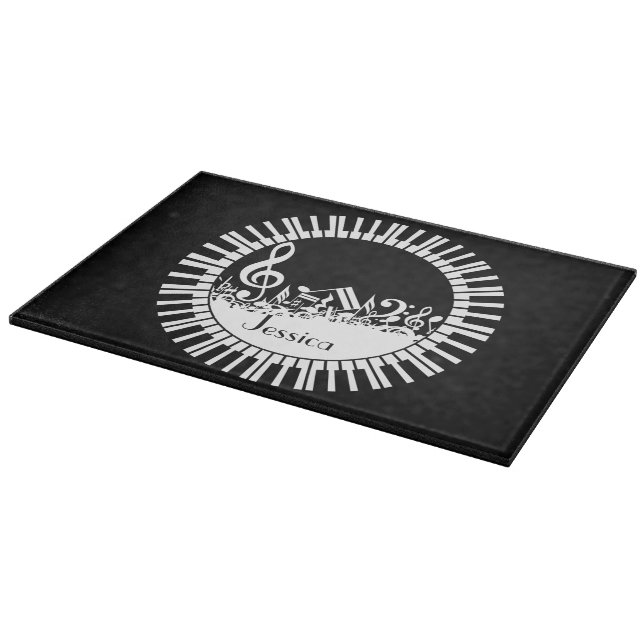 Planche À Découper Touches de piano circulaires et notes musicales mé (Coin)