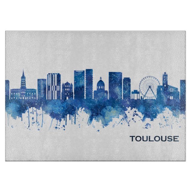 Planche À Découper Toulouse France Skyline Blue (Devant)