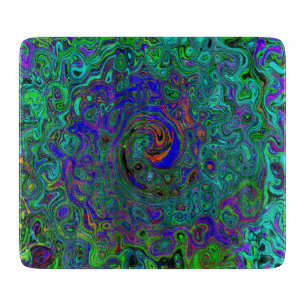 Planche À Découper Tourbillon Abstrait Bleu et Aigue-Marine Rétro