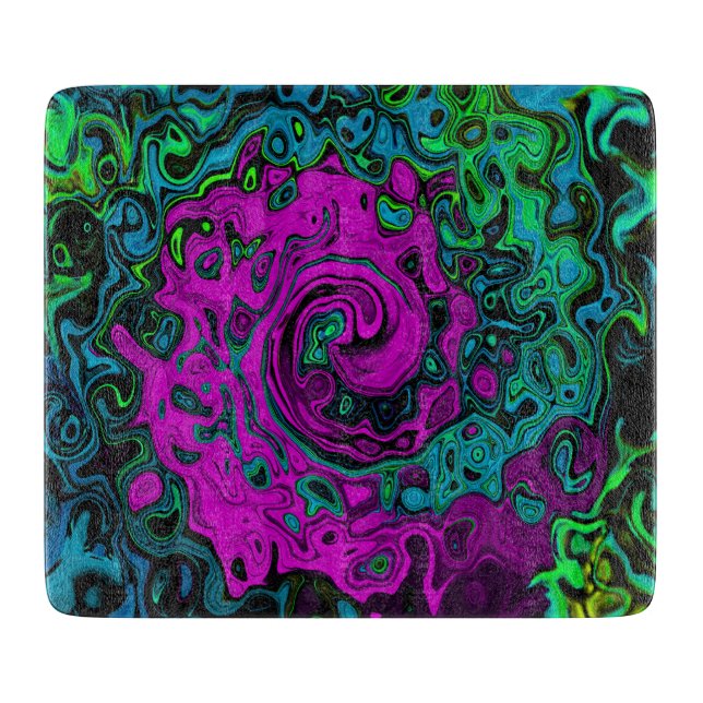 Planche À Découper Tourbillon d'art liquide groovy abstrait magenta g (Devant)