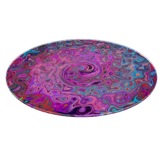 Planche À Découper Tourbillon Rétro Abstrait Violet, Bleu et Rouge (Coin)