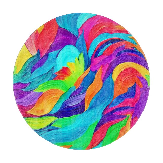 Planche À Découper Tourbillons de arc-en-ciel vibrant Art Abstrait (Devant)