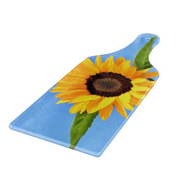 Planche À Découper Tournesol contre soleil sur ciel bleu - été (Coin)