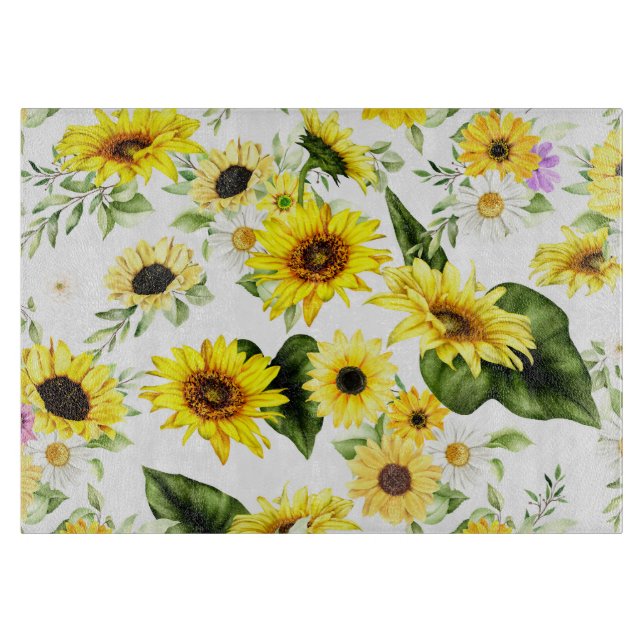 Planche À Découper Tournesol d'aquarelle 7 (Devant)