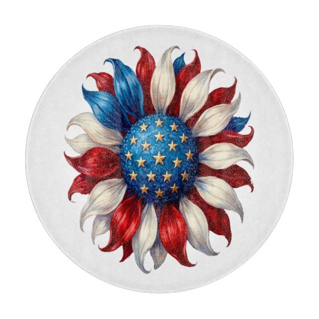 Planche À Découper Tournesol Drapeau Américain 4 Juillet (Devant)