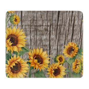 Planche À Découper Tournesol rustique et Bardeau gris Patiné