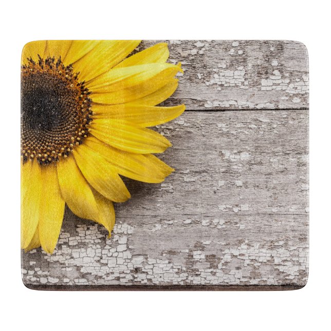 Planche À Découper Tournesol sur une table en bois (Devant)