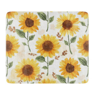 Planche À Découper Tournesols Jaunes Aquarelle Floral Fantaisiste
