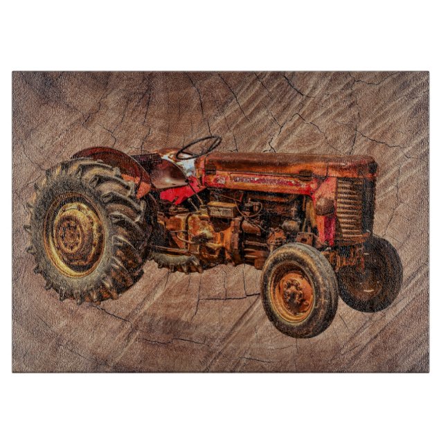 Planche À Découper Tracteur rouge antique (Devant)