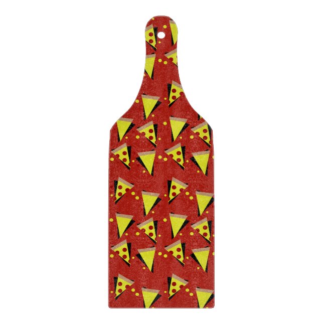 Planche À Découper Tranche de pizza pepperoni géométrique italien (Devant)