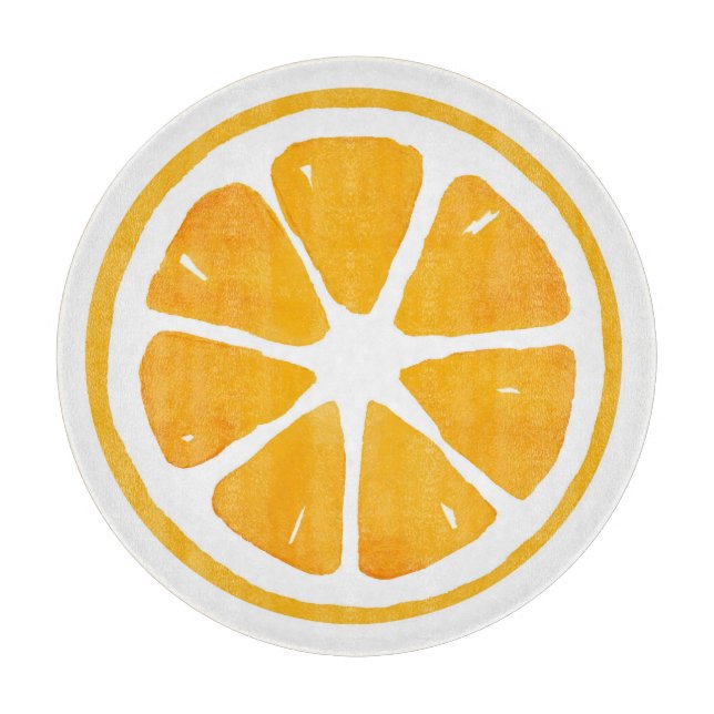 Planche À Découper Tranche d'orange à l'aquarelle (Devant)