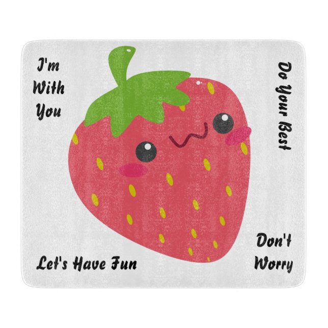 Planche À Découper Trancher des Sourires : Fraise Heureuse (Devant)