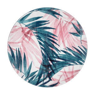 Planche À Découper Transparent Tropical : Aquarelle Florale Abstraite