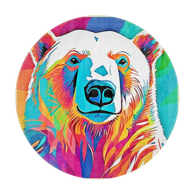 Planche À Découper Travail d'art vibrant de tête d'ours (Devant)