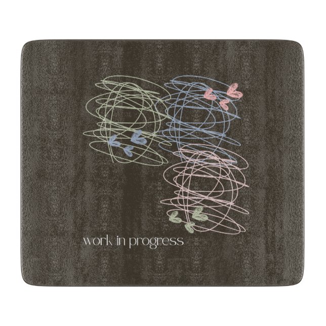 Planche À Découper Travail en cours - Scribble et Coeurs (Devant)