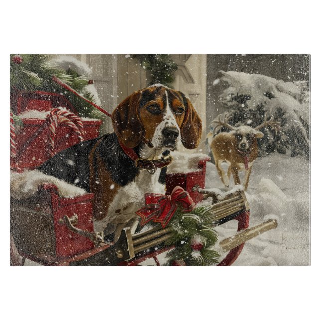 Planche À Découper Treeing Walker Coonhound Chien Noël Festif (Devant)