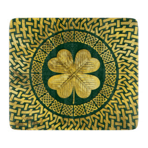 Planche À Découper Trèfle irlandais de Quatre-feuille avec le noeud